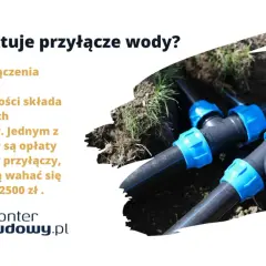 Koszt przyłącza wody 50m to jeden z elementów podłączenia do nieruchomości. Na zdjęciu widać fragmenty instalacji wodnej.