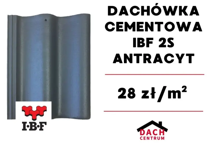 Dachówka cementowa IBF 2S antracyt. Atrakcyjna dachówka betonowa cena za m2: 28 zł. Idealna na Twój dach.